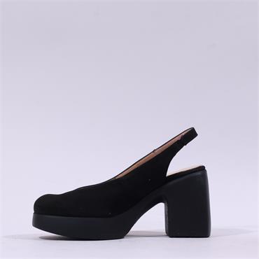 Wonders Naima Platform Bold High Heel - Black Nubuck